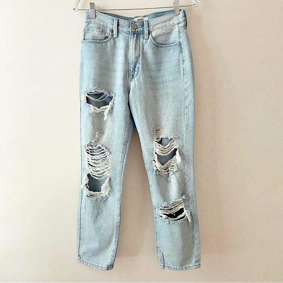 JBD Just Black Denim High Rise Ripped Straight Leg Ankle Jeans LightWash Size 25 - Picture 1 of 7
